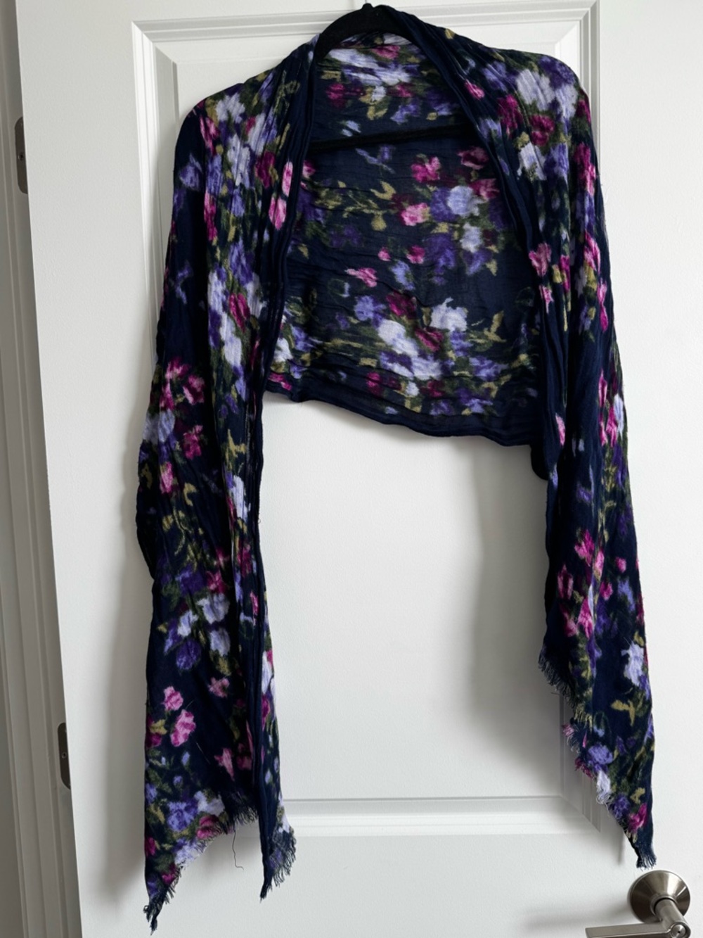 Floral Navy Open Front Lightweight Shrug Scarf